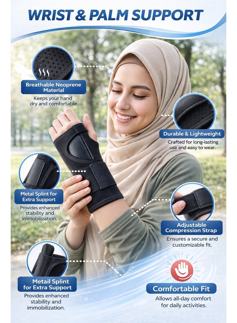 ترينفي دعامة للمعصم لدعم النوم الليلي في حالات متلازمة النفق الرسغي، جبيرة معصم قابلة للتعديل لتخفيف الألم والالتواءات والإصابات الرياضية وعدم استقرار المفاصل، مناسبة لليد اليسرى واليمنى - Image 2